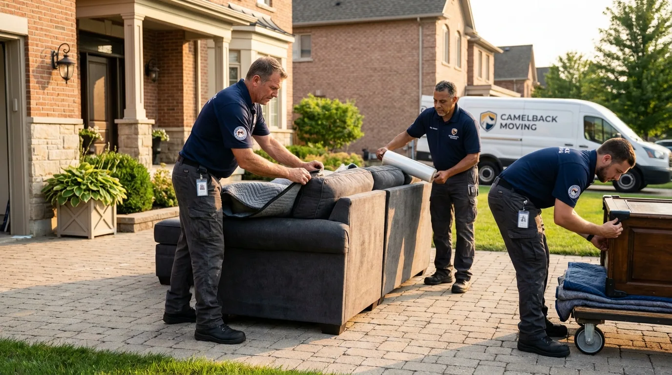 Large estate moving crew wrapping furniture in Claysburg, PA