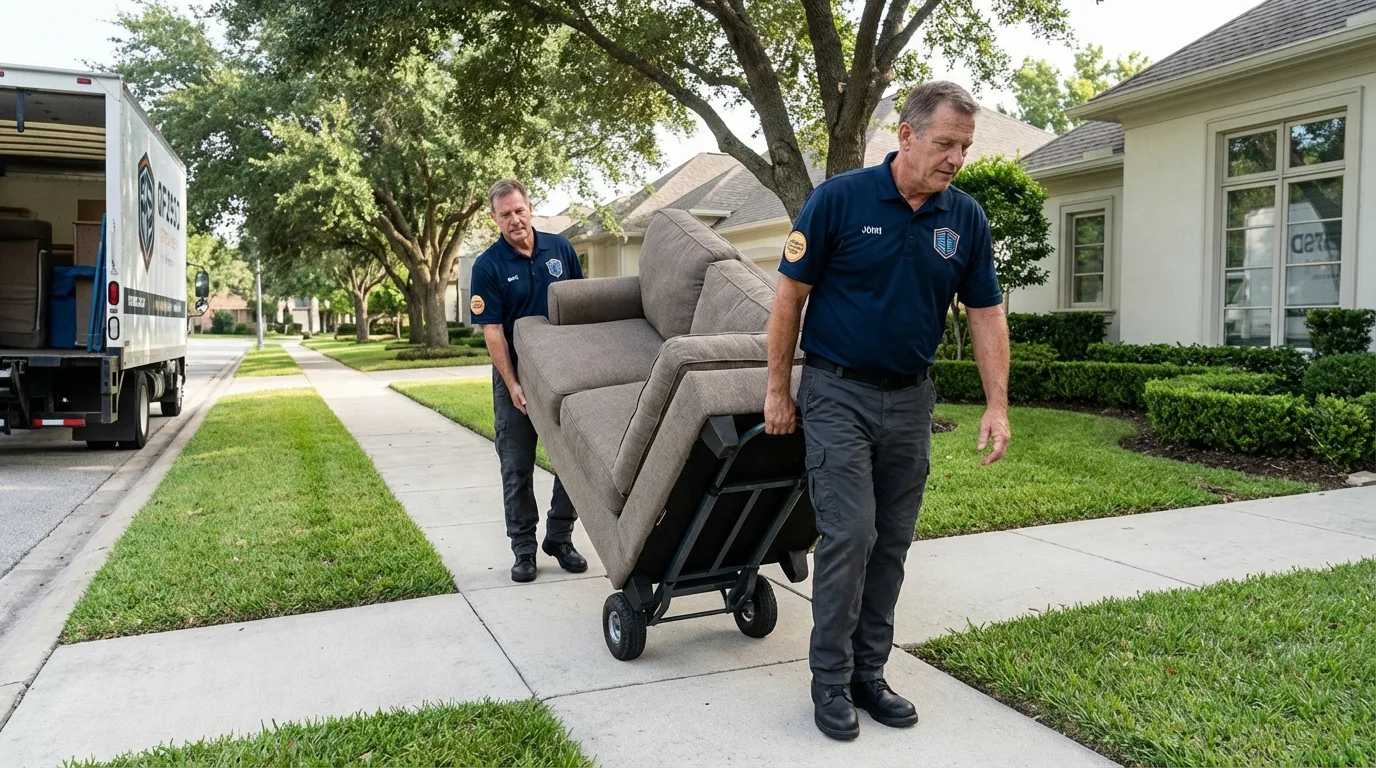 Local residential moving crew loading furniture in Claysburg, PA