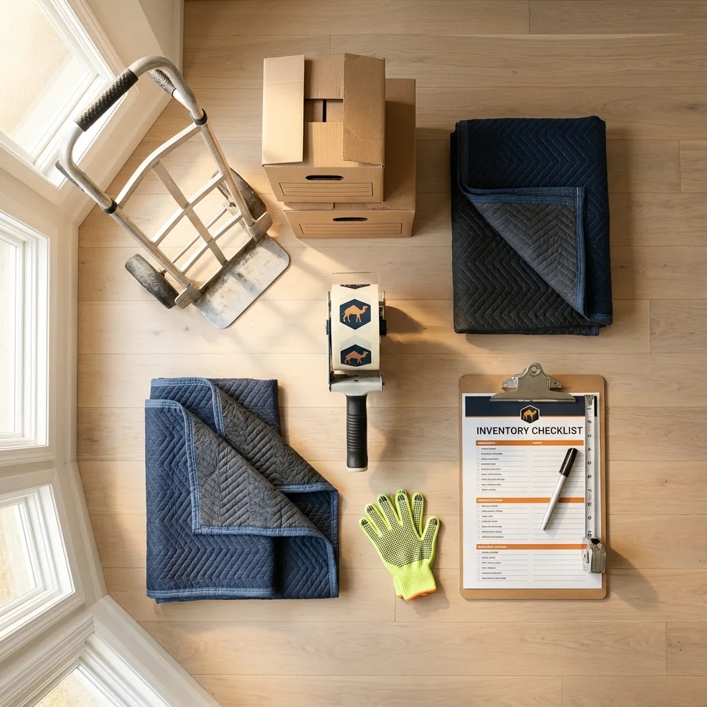 Professional moving supplies and packing materials layout for Claysburg residential relocations